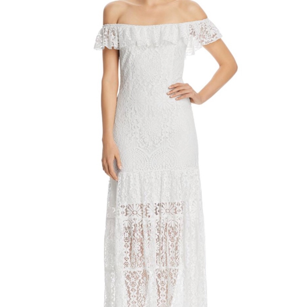 WORN ONCE Wayf Odette Off the Shoulder Lace Dress